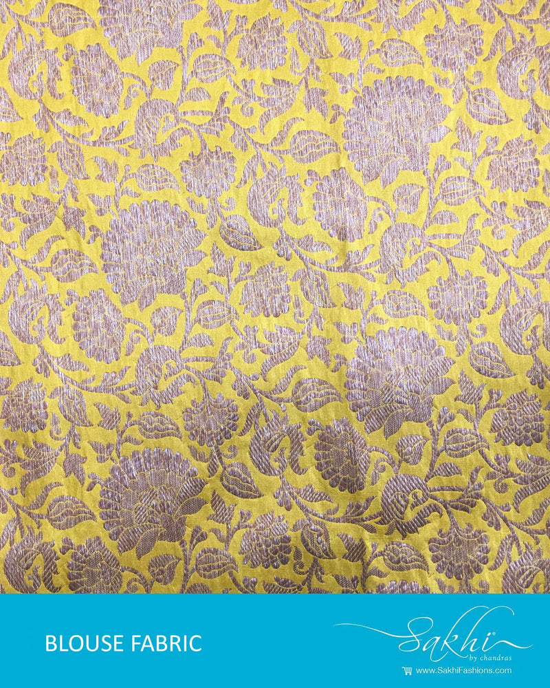 DQBL-18929 - Yellow & Antique Pure Banarasi Silk Blouse Fabric