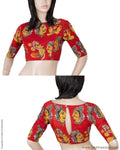 DQBL-1951 - Maroon & Multi Pure Cotton Blouse