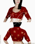 DQBL-20285 - Red & Gold Pure Velvet Blouse