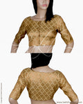 RTQ-20975 - Beige & Gold Pure Silk Blouse