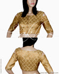 DQBL-20977 - Beige & Gold Pure Silk Blouse