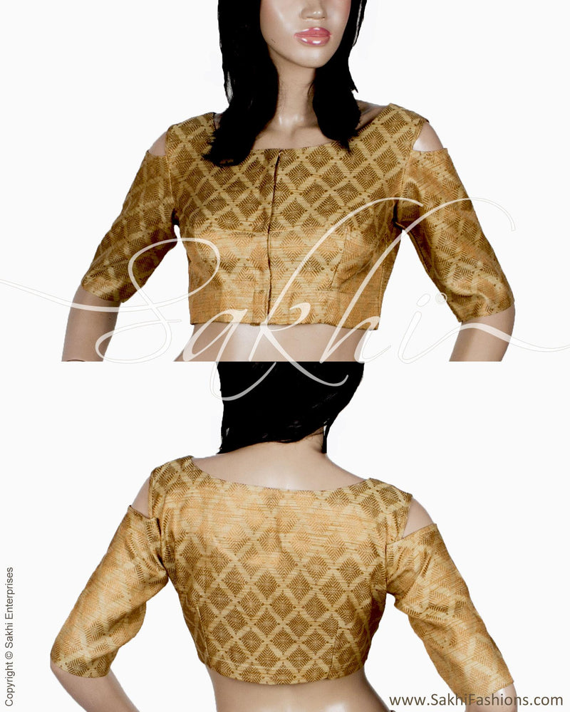 RTQ-20977 - Beige & Gold Pure Silk Blouse