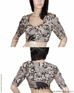 RTQ-21034 Black White Kalam Blouse