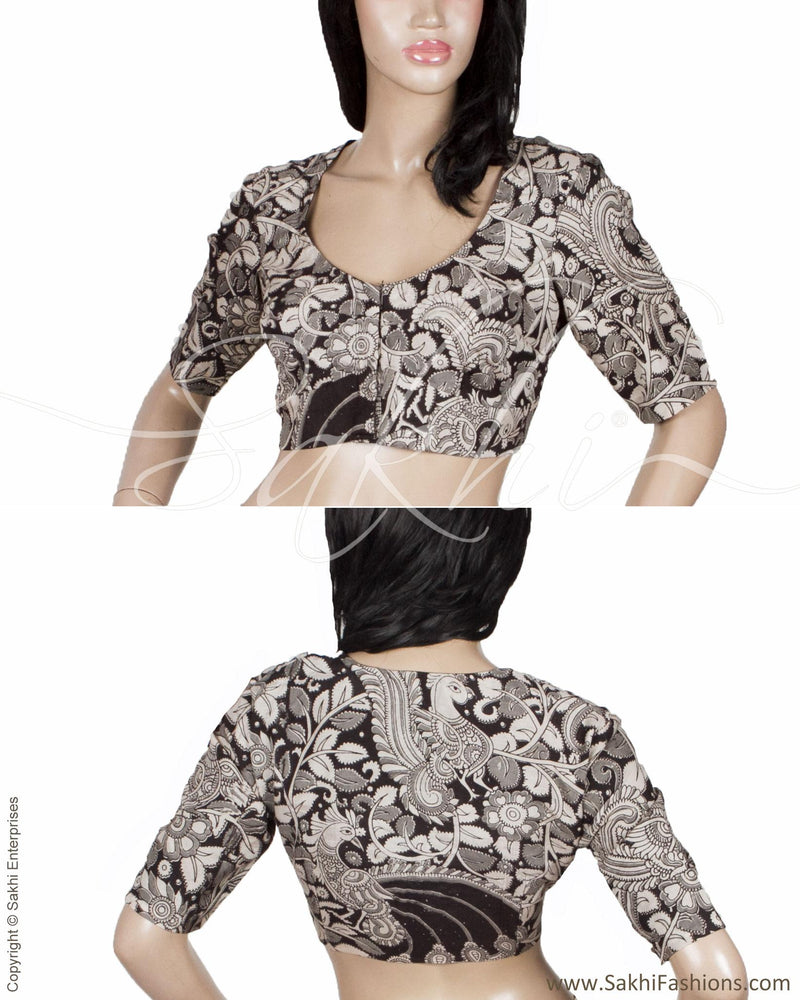 RTQ-21034 Black White Kalam Blouse