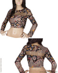 DQBL-5563 - Black & Multi Pure Cotton Blouse