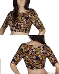 DQBL-5587 - Black & Multi Pure Cotton Blouse