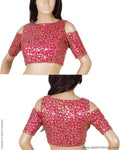 DQBL-5625 - Pink & Gold Net Blouse