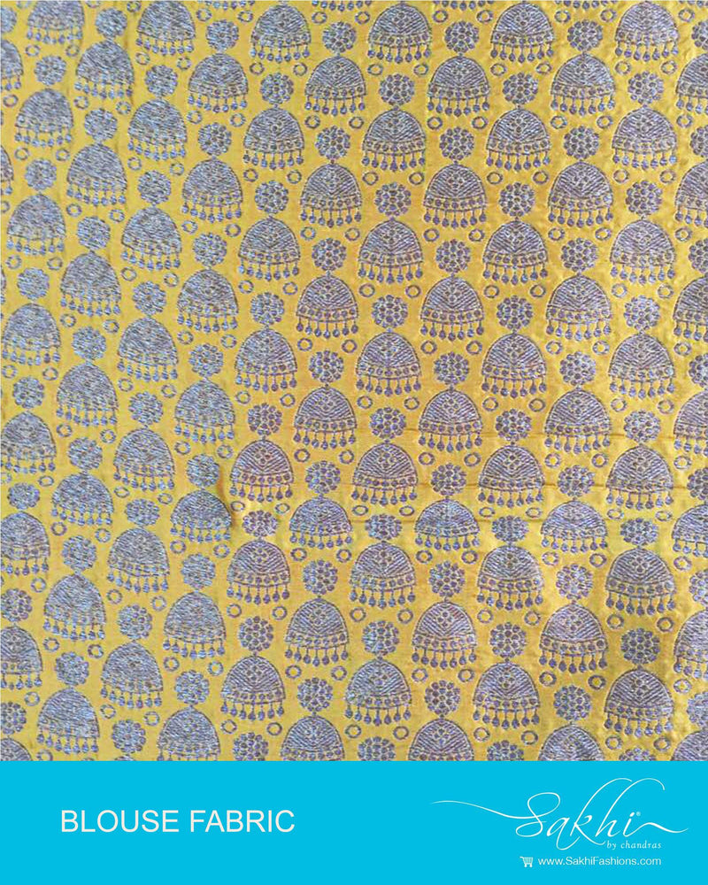DQBL-7990 - Yellow & Gold Pure Silk Blouse Fabric