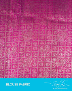 DQBL-8029 - Pink & Gold Pure Kanchivaram Silk Blouse Fabric