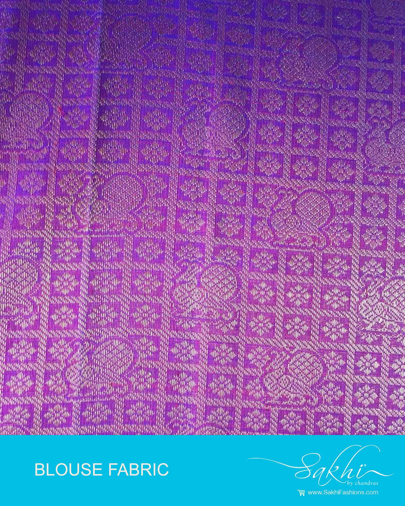 DQBL-8031 - Purple & Gold Pure Kanchivaram Silk Blouse Fabric