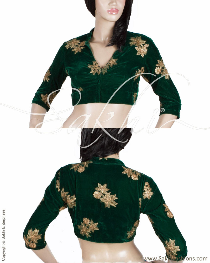 DQBL-9792 Green Velvet Blouse