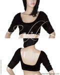 DQBL-9808 - Black & White Pure Velvet Blouse