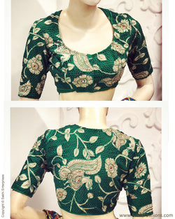 DRBL-12783 - Green pure Silk Stitched Blouse