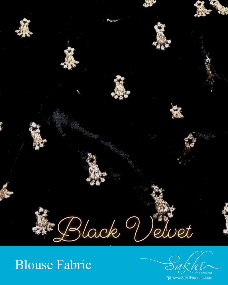 DRBL-22959 - Black &  Pure Velvet Blouse Fabric