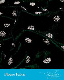 DRBL-22963 - Bottle Green &  Pure Velvet Blouse Fabric