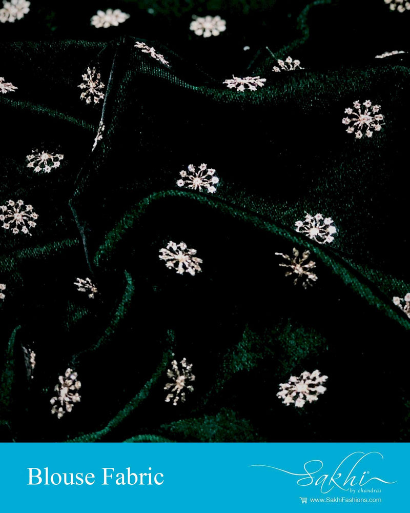 DRBL-22963 - Bottle Green &  Pure Velvet Blouse Fabric