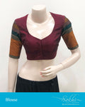 DRBS-14202 - Maroon & Green pure Cotton Blouse