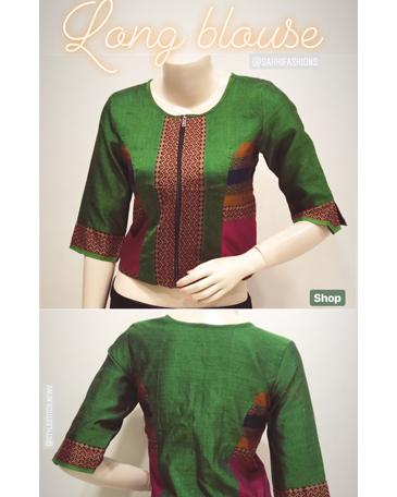 DSBL-11635 - Green &  Pure Cotton  Blouse