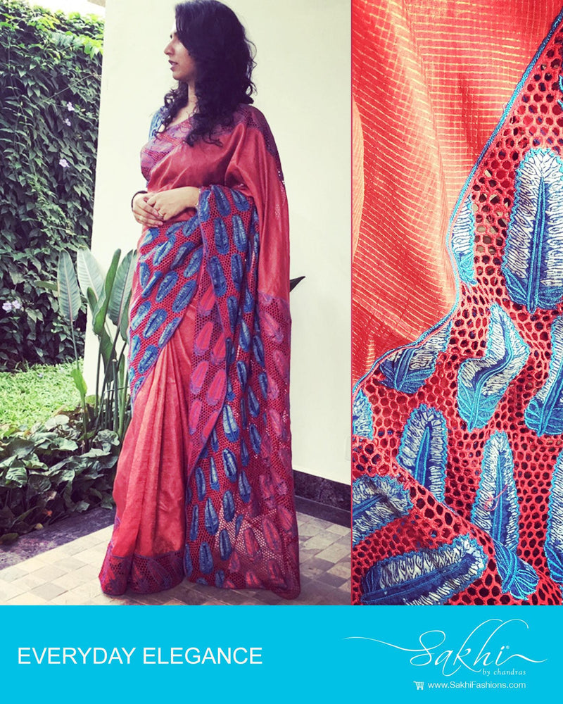 EDEP-19309 Red Tussar Cutwork