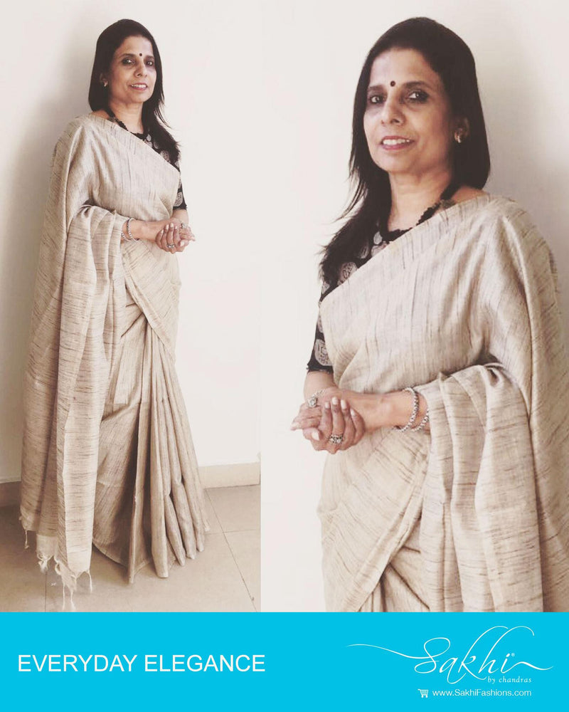 EDP-22559 Cream Cotton Silk Sari