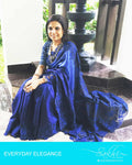 DPP-17675 - Blue & Blue Pure Tussar Silk Saree
