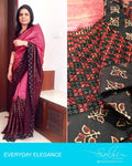 EDP-342 - Maroon & Black Pure Tussar Silk Saree
