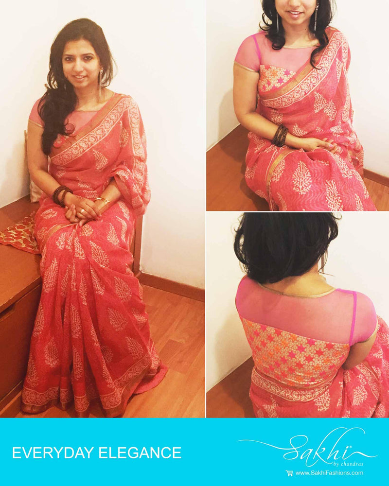 EDPP-5926 - Pink & Beige Pure Cotton Kota Saree