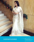 EDPQ-17757 - White & Silver Pure Organza Silk Saree