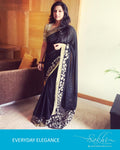 EDPQ-22115 - Black & Beige Pure Chiffon Silk Saree