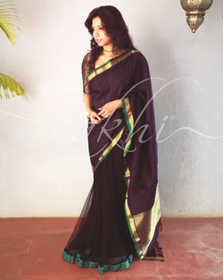 EE-P12429 - Black &  Pure Kanchivaram  Silk Saree