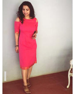 EE-Q12555 - Peach &  Pure Cotton Dress