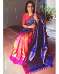 EE-Q20040 - Purple & blue pure Kanchivaram silk saree
