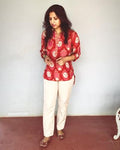 EE-Q22103 - Red & White Pure Silk Shirt