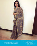 EE-Q22593 - Grey & Red Synthetic Net Saree