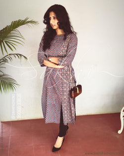 EE-R0007A - Grey  & Multi Cotton Top
