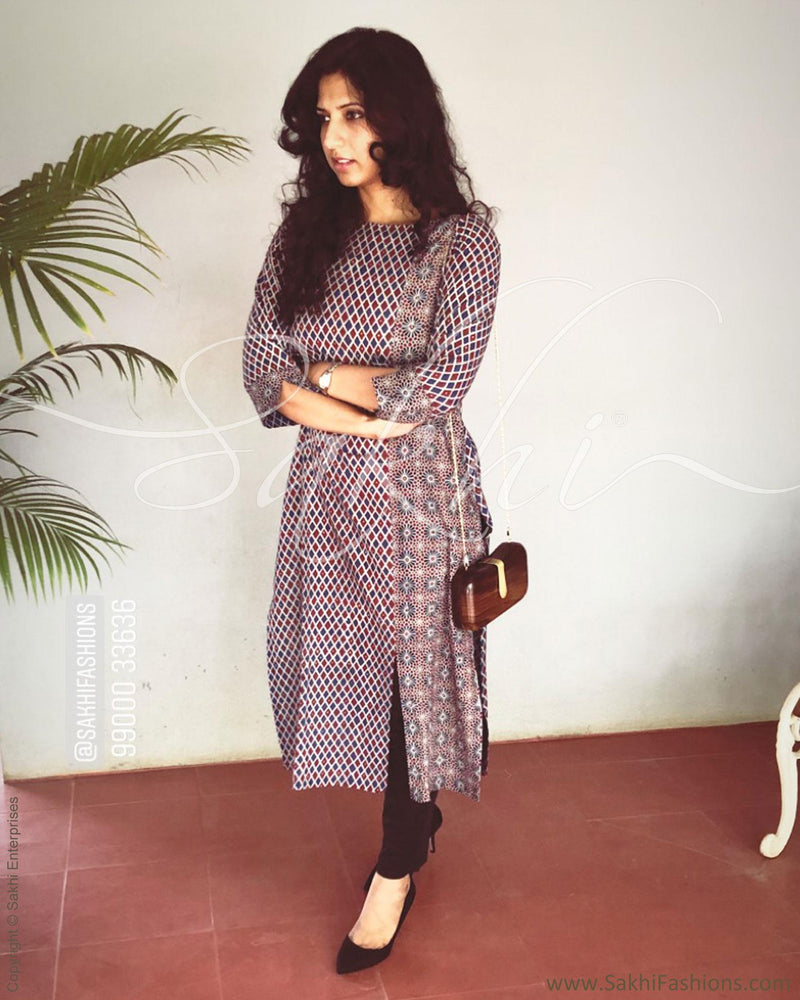 EE-R0007A - Grey  & Multi Cotton Top