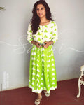 EE-R0009 - White & Green Cotton Dress