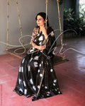 EE-R0218 Black Chanderi saree
