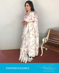 EE-R0928 - White & Multi Linen Saree