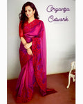 EE-R10192 Violet Red Organza sari