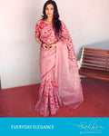 EE-R1097 - Pink & Red Pure Organza Silk Saree