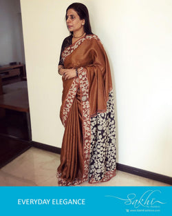 EE-R1234 Brown Tussar Saree