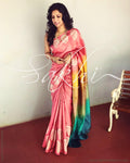 EE-R12532 - Peach & Multi Pure Tussar Silk Saree