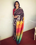 EE-R12533 Brown Multi Tussar Silk Sari