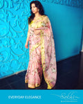 EE-R1303 - Pink & Yellow pure Organza silk saree- CV