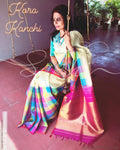 EE-R13459 - Cream & Multi Pure Kanchivaram Silk Saree