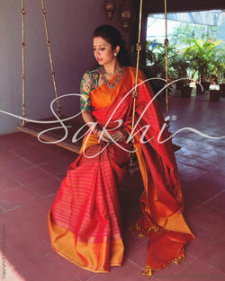 EE-R13465 - Pink &  Pure Kanchivaram Silk Saree