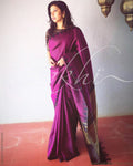 EE-R13607 - Purple & Black Pure Kanchivaram Silk Saree