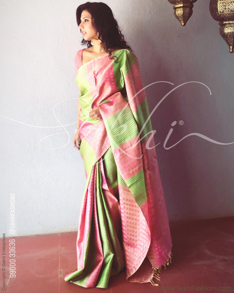 EE-R13647 Peach Panel Kanchi sari