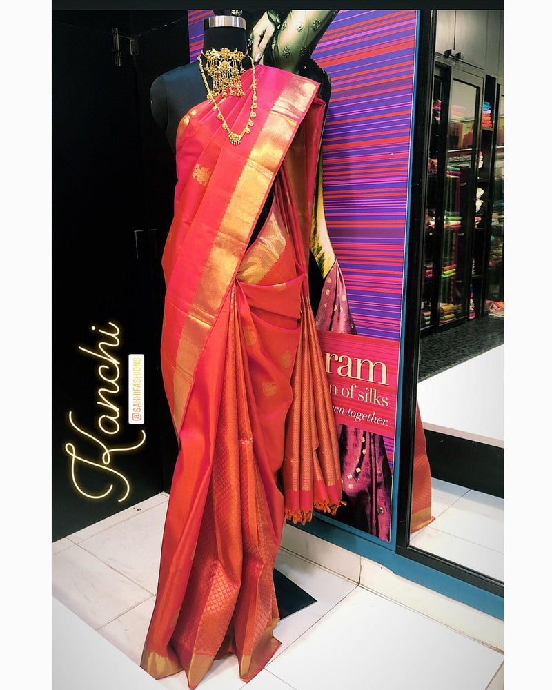 EE-R13649 - Pink pure Kanchivaram silk saree